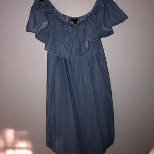 jean look off the shoulder dress